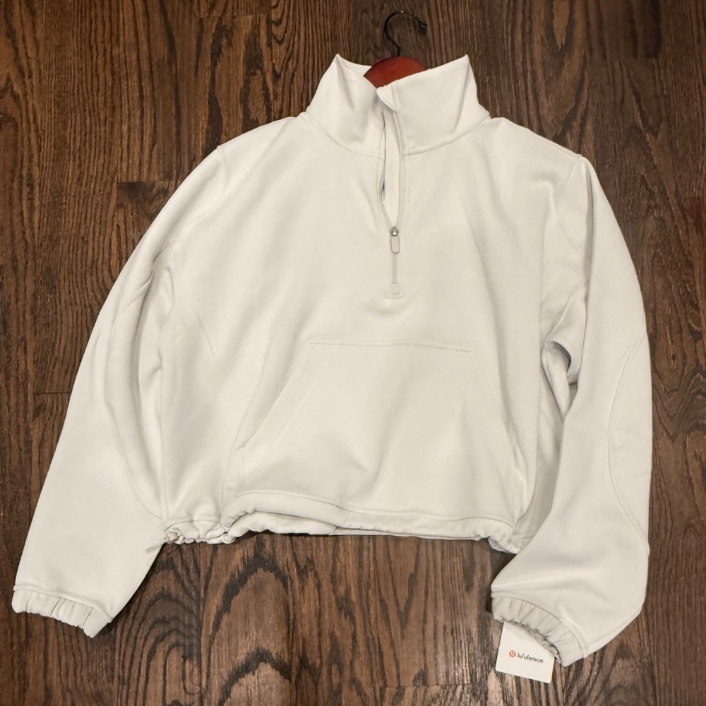 NWT Lululemon Brushed Softstreme Ribbed Half Zip Bone, Size 12, original $128